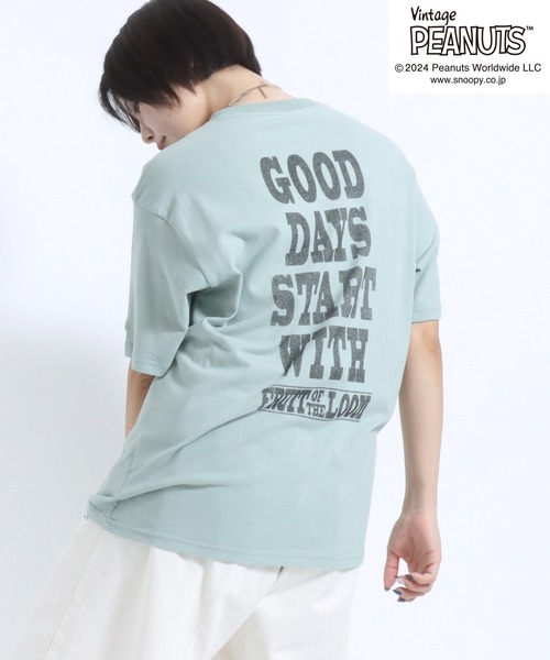 PEANUTS(ピーナッツ)の「「ユニセックス」FRUIT OF THE LOOM×PEANUTS コラボ スヌーピーヴィンテージキャラクタープリント半袖Tシャツ メンズ レディース(Tシャツ/カットソー・レディース・アイボリー/サックスブルー・M/L/S)」の12枚目の写真