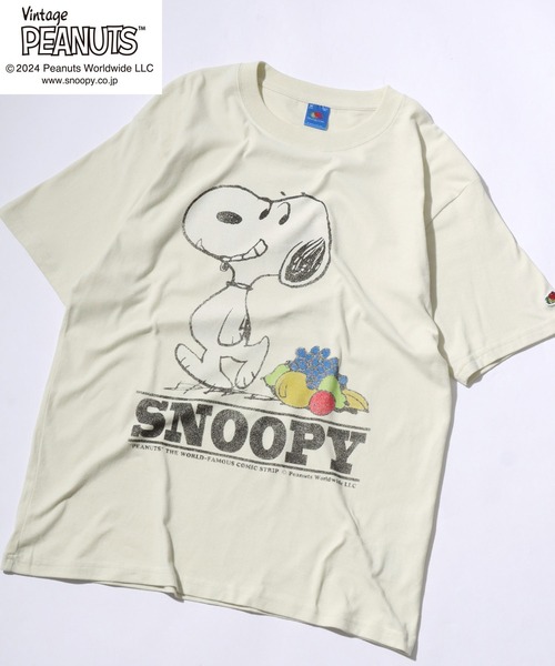 PEANUTS(ピーナッツ)の「「ユニセックス」FRUIT OF THE LOOM×PEANUTS コラボ スヌーピーヴィンテージキャラクタープリント半袖Tシャツ メンズ レディース(Tシャツ/カットソー・レディース・アイボリー/サックスブルー・M/L/S)」の22枚目の写真
