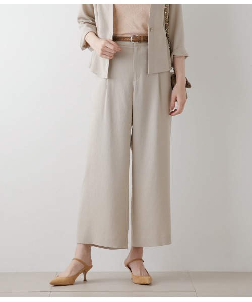 NEWYORKER（ニューヨーカー）の「リネンライククロス タックガウチョパンツ（その他パンツ・レディース・ネイビー/ベージュ・11号/9号）」の2枚目の写真