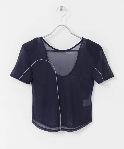 KBF（ケイビーエフ）の「バックオープンメッシュTEE（Tシャツ/カットソー・レディース・ライトブルー/ネイビー/イエロー・ONE）」の3枚目の写真