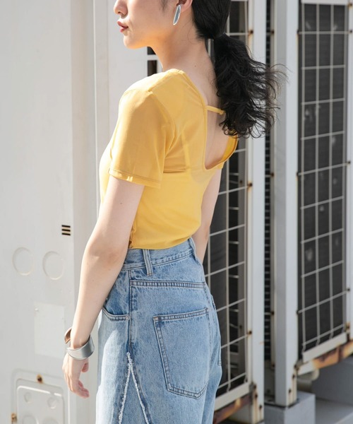 KBF（ケイビーエフ）の「バックオープンメッシュTEE（Tシャツ/カットソー・レディース・ライトブルー/ネイビー/イエロー・ONE）」の5枚目の写真