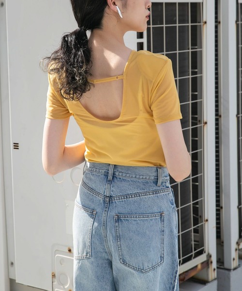 KBF（ケイビーエフ）の「バックオープンメッシュTEE（Tシャツ/カットソー・レディース・ライトブルー/ネイビー/イエロー・ONE）」の6枚目の写真