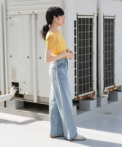 KBF（ケイビーエフ）の「バックオープンメッシュTEE（Tシャツ/カットソー・レディース・ライトブルー/ネイビー/イエロー・ONE）」の8枚目の写真