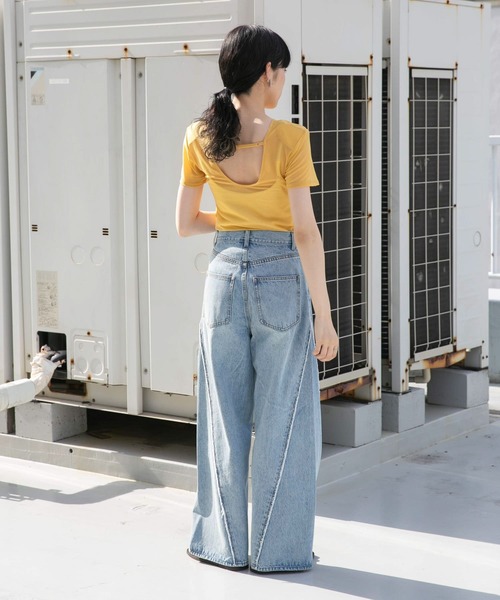 KBF（ケイビーエフ）の「バックオープンメッシュTEE（Tシャツ/カットソー・レディース・ライトブルー/ネイビー/イエロー・ONE）」の9枚目の写真