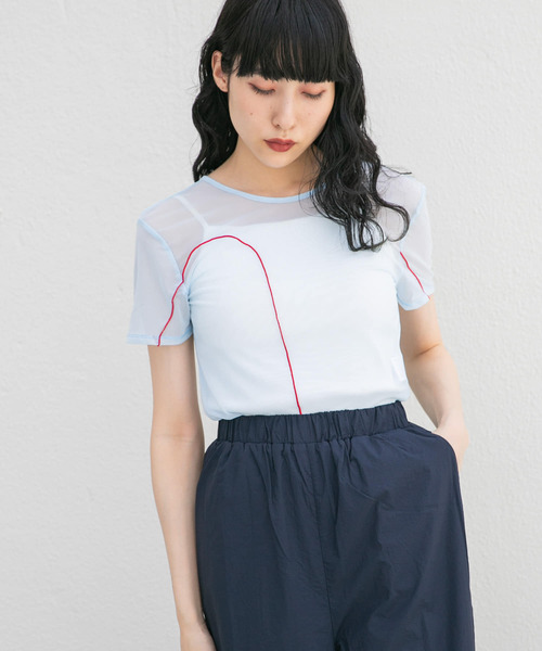 KBF（ケイビーエフ）の「バックオープンメッシュTEE（Tシャツ/カットソー・レディース・ライトブルー/ネイビー/イエロー・ONE）」の10枚目の写真