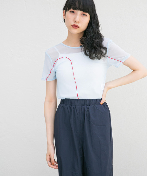 KBF（ケイビーエフ）の「バックオープンメッシュTEE（Tシャツ/カットソー・レディース・ライトブルー/ネイビー/イエロー・ONE）」の11枚目の写真