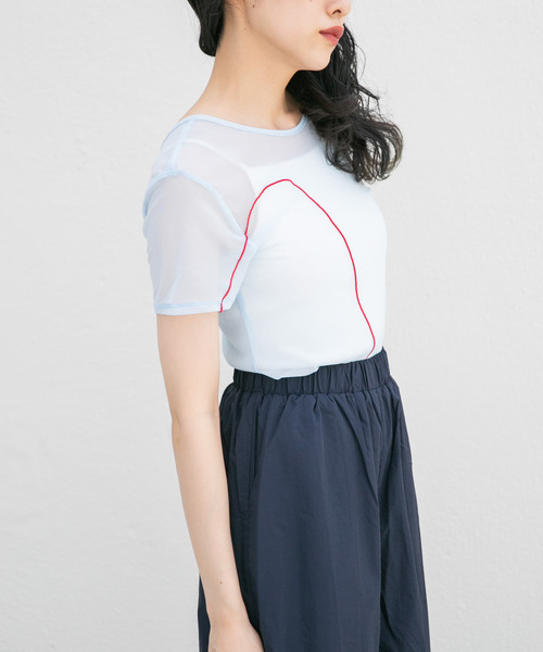 KBF（ケイビーエフ）の「バックオープンメッシュTEE（Tシャツ/カットソー・レディース・ライトブルー/ネイビー/イエロー・ONE）」の12枚目の写真