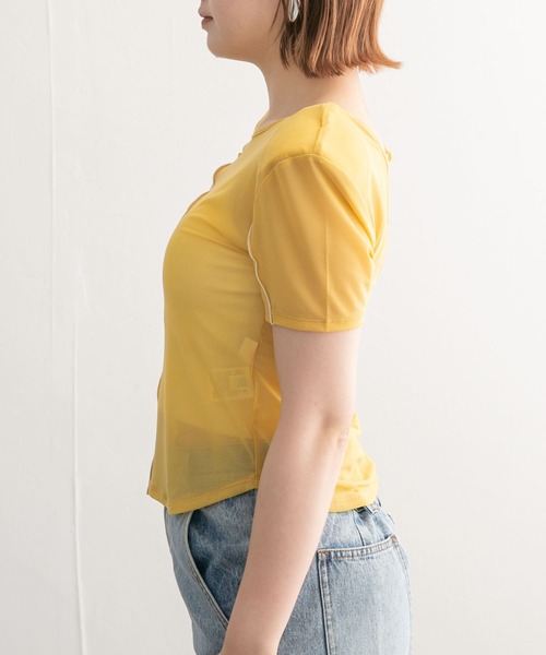 KBF（ケイビーエフ）の「バックオープンメッシュTEE（Tシャツ/カットソー・レディース・ライトブルー/ネイビー/イエロー・ONE）」の18枚目の写真