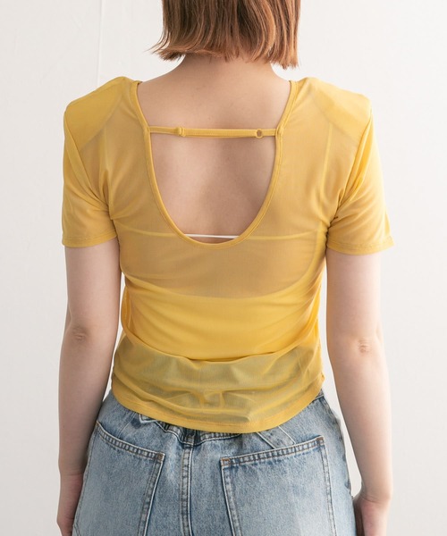 KBF（ケイビーエフ）の「バックオープンメッシュTEE（Tシャツ/カットソー・レディース・ライトブルー/ネイビー/イエロー・ONE）」の19枚目の写真