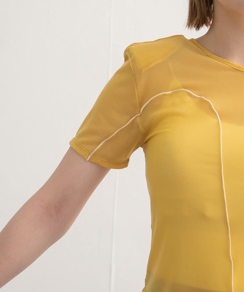 KBF（ケイビーエフ）の「バックオープンメッシュTEE（Tシャツ/カットソー・レディース・ライトブルー/ネイビー/イエロー・ONE）」の22枚目の写真