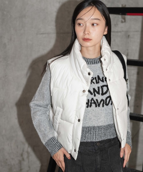 WEGO（ウィゴー）の「WEGO/パディングショートベスト（ダウンベスト・レディース・ホワイト/ブラック・FREE）」の14枚目の写真