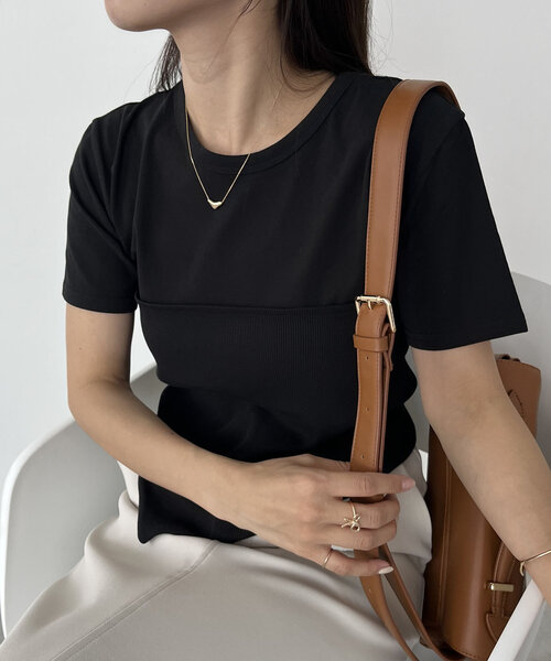 CAPRICIEUX LE'MAGE(カプリシューレマージュ)の「リブビスチェTシャツ(Tシャツ/カットソー・レディース・ベージュ/ホワイト系その他/ブラック・FREE)」の18枚目の写真
