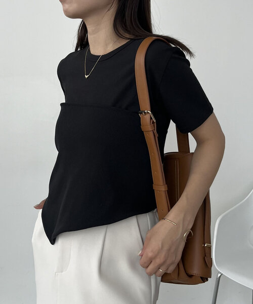CAPRICIEUX LE'MAGE(カプリシューレマージュ)の「リブビスチェTシャツ(Tシャツ/カットソー・レディース・ベージュ/ホワイト系その他/ブラック・FREE)」の14枚目の写真