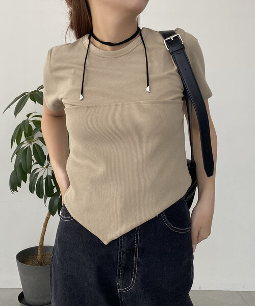 CAPRICIEUX LE'MAGE(カプリシューレマージュ)の「リブビスチェTシャツ(Tシャツ/カットソー・レディース・ベージュ/ホワイト系その他/ブラック・FREE)」の11枚目の写真