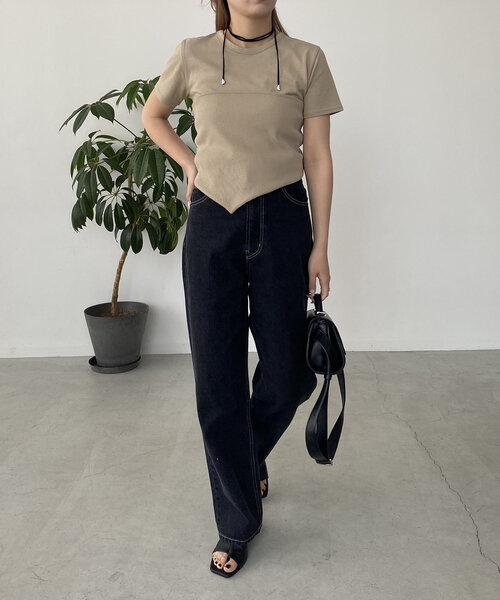 CAPRICIEUX LE'MAGE(カプリシューレマージュ)の「リブビスチェTシャツ(Tシャツ/カットソー・レディース・ベージュ/ホワイト系その他/ブラック・FREE)」の8枚目の写真
