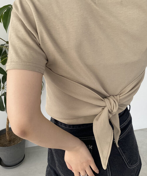 CAPRICIEUX LE'MAGE(カプリシューレマージュ)の「リブビスチェTシャツ(Tシャツ/カットソー・レディース・ベージュ/ホワイト系その他/ブラック・FREE)」の6枚目の写真