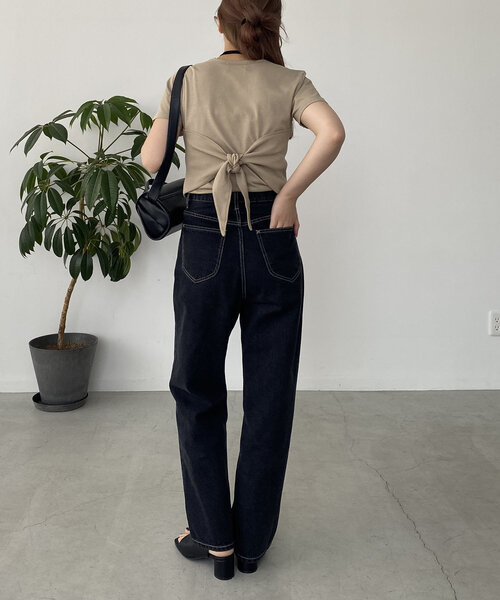 CAPRICIEUX LE'MAGE(カプリシューレマージュ)の「リブビスチェTシャツ(Tシャツ/カットソー・レディース・ベージュ/ホワイト系その他/ブラック・FREE)」の4枚目の写真