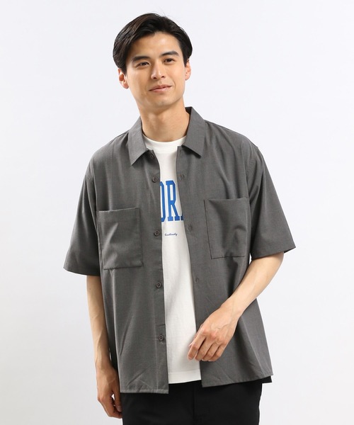 GLOBAL WORK Smile Seed Store（グローバルワーク スマイルシードストア）の「ライトTRストレッチシャツ半袖/180990（シャツ/ブラウス・メンズ・ブラウン/ネイビー/ブラック/グレー・MEDIUM/SMALL/LARGE/X-LARGE）」の2枚目の写真