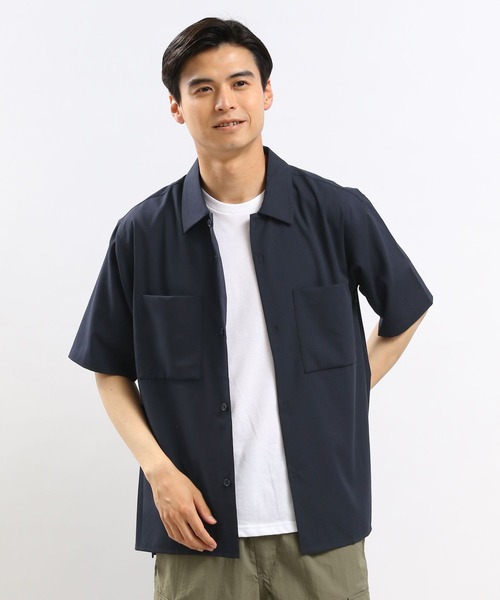 GLOBAL WORK Smile Seed Store（グローバルワーク スマイルシードストア）の「ライトTRストレッチシャツ半袖/180990（シャツ/ブラウス・メンズ・ブラウン/ネイビー/ブラック/グレー・MEDIUM/SMALL/LARGE/X-LARGE）」の4枚目の写真