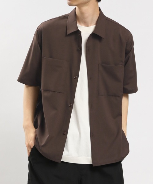 GLOBAL WORK Smile Seed Store（グローバルワーク スマイルシードストア）の「ライトTRストレッチシャツ半袖/180990（シャツ/ブラウス・メンズ・ブラウン/ネイビー/ブラック/グレー・MEDIUM/SMALL/LARGE/X-LARGE）」の3枚目の写真
