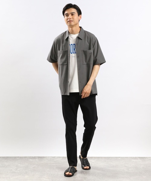 GLOBAL WORK Smile Seed Store（グローバルワーク スマイルシードストア）の「ライトTRストレッチシャツ半袖/180990（シャツ/ブラウス・メンズ・ブラウン/ネイビー/ブラック/グレー・MEDIUM/SMALL/LARGE/X-LARGE）」の5枚目の写真