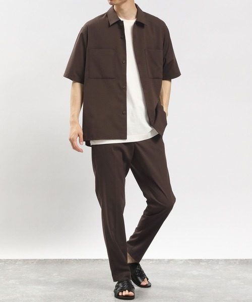 GLOBAL WORK Smile Seed Store（グローバルワーク スマイルシードストア）の「ライトTRストレッチシャツ半袖/180990（シャツ/ブラウス・メンズ・ブラウン/ネイビー/ブラック/グレー・MEDIUM/SMALL/LARGE/X-LARGE）」の15枚目の写真