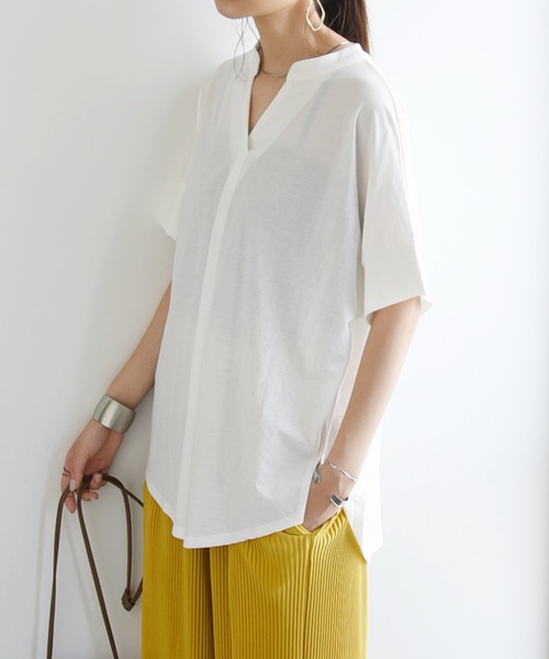 and it_（アンドイット）の「ひんやりフロントタックプルオーバー トップス（Tシャツ/カットソー・レディース・ベージュ/オフホワイト・M/L）」の11枚目の写真