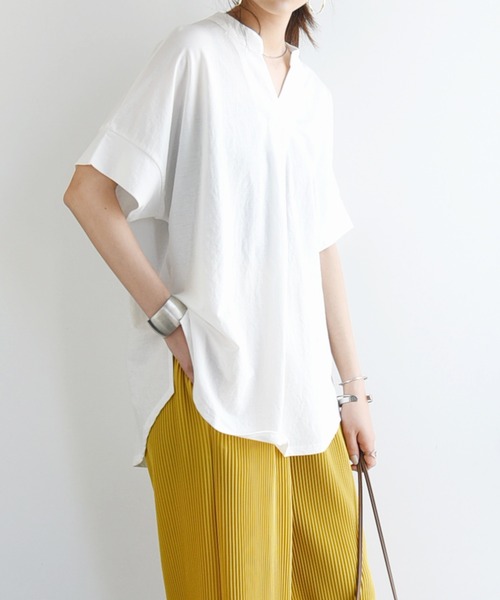 and it_（アンドイット）の「ひんやりフロントタックプルオーバー トップス（Tシャツ/カットソー・レディース・ベージュ/オフホワイト・M/L）」の10枚目の写真
