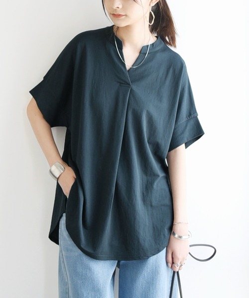 and it_（アンドイット）の「ひんやりフロントタックプルオーバー トップス（Tシャツ/カットソー・レディース・ベージュ/オフホワイト・M/L）」の7枚目の写真