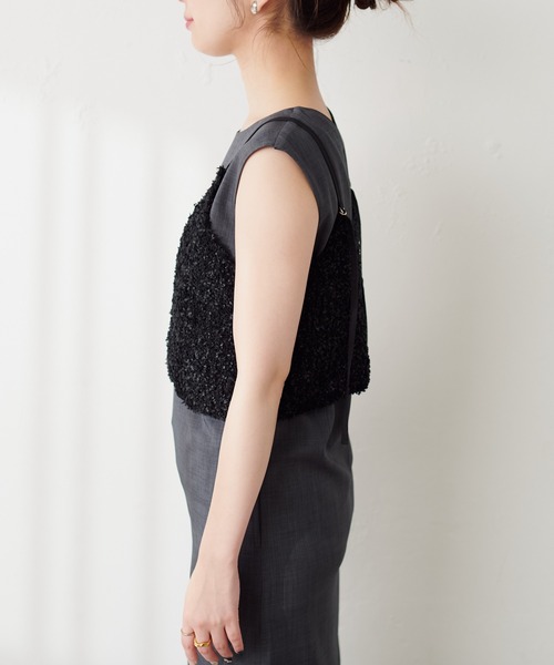 natural couture（ナチュラルクチュール）の「ノースリIラインワンピース+リボンヤーンビスチェキャミSET（ワンピース・レディース・アイボリー/ライトベージュ/ブラック・FREE）」の9枚目の写真