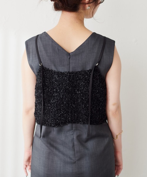 natural couture（ナチュラルクチュール）の「ノースリIラインワンピース+リボンヤーンビスチェキャミSET（ワンピース・レディース・アイボリー/ライトベージュ/ブラック・FREE）」の10枚目の写真