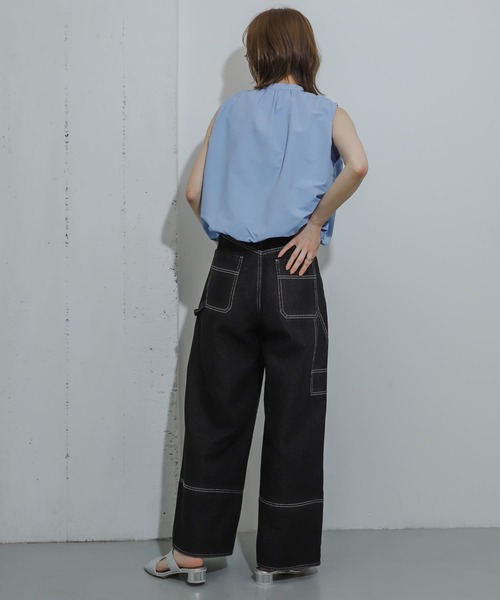 HEYUMM（ヘユム）の「バルーンノースリーブシャツ（シャツ/ブラウス・レディース・ライトブルー/オフホワイト/ブラック・ONE）」の8枚目の写真