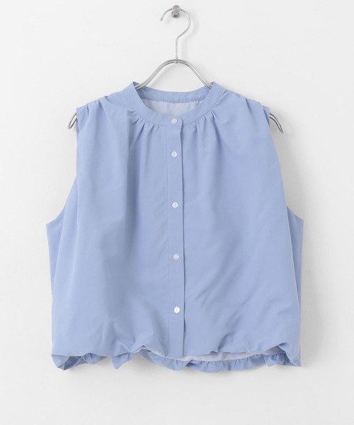 HEYUMM（ヘユム）の「バルーンノースリーブシャツ（シャツ/ブラウス・レディース・ライトブルー/オフホワイト/ブラック・ONE）」の14枚目の写真