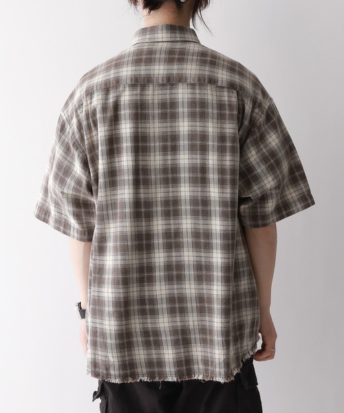 RAGEBLUE（レイジブルー）の「【REmastered】裾フリンジ/オーバーサイズオンブレチェックシャツ（シャツ/ブラウス・メンズ・グレー系その他/ブルー系その他・FREE）」の6枚目の写真