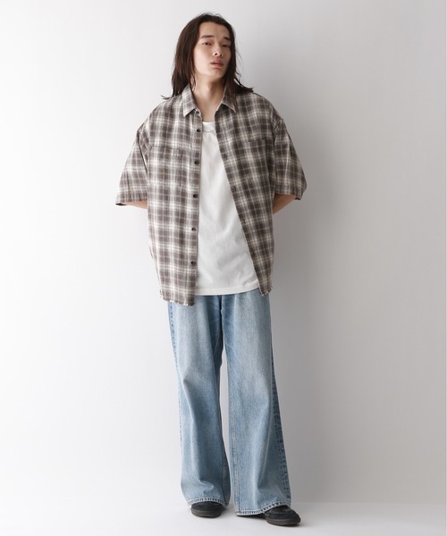 RAGEBLUE（レイジブルー）の「【REmastered】裾フリンジ/オーバーサイズオンブレチェックシャツ（シャツ/ブラウス・メンズ・グレー系その他/ブルー系その他・FREE）」の12枚目の写真