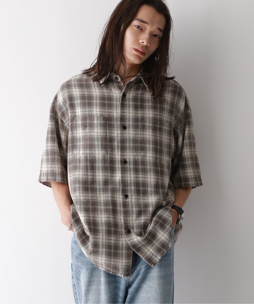 RAGEBLUE（レイジブルー）の「【REmastered】裾フリンジ/オーバーサイズオンブレチェックシャツ（シャツ/ブラウス・メンズ・グレー系その他/ブルー系その他・FREE）」の15枚目の写真