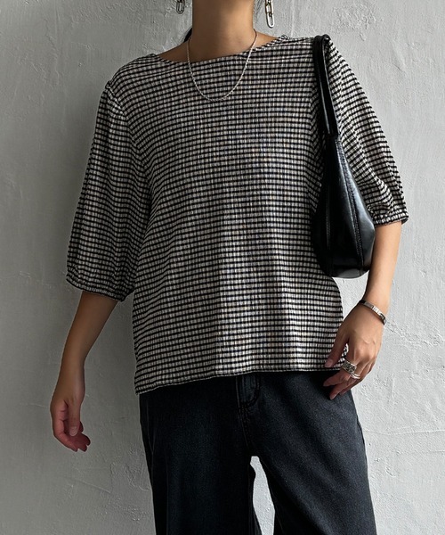 LBC(エルビーシー)の「楊柳Tブラウス(Tシャツ/カットソー・レディース・ブラック/エンジ/その他1/グリーン・M/L)」の4枚目の写真