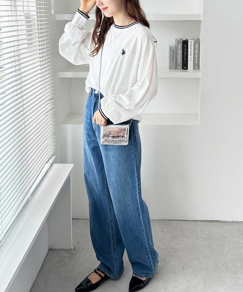 U.S. POLO ASSN.（ユーエスポロアッスン）の「GeeRA別注【U.S. POLO ASSN.】ユーエスポロアッスン　配色ラインオーバーサイズロンT（Tシャツ/カットソー・レディース・オフホワイト/ホワイト系その他/ダークグレー/オートミール・MEDIUM/LARGE/X-LARGE）」の16枚目の写真