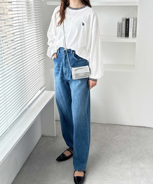 U.S. POLO ASSN.（ユーエスポロアッスン）の「GeeRA別注【U.S. POLO ASSN.】ユーエスポロアッスン　配色ラインオーバーサイズロンT（Tシャツ/カットソー・レディース・オフホワイト/ホワイト系その他/ダークグレー/オートミール・MEDIUM/LARGE/X-LARGE）」の17枚目の写真