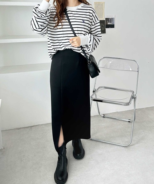 U.S. POLO ASSN.（ユーエスポロアッスン）の「GeeRA別注【U.S. POLO ASSN.】ユーエスポロアッスン　配色ラインオーバーサイズロンT（Tシャツ/カットソー・レディース・オフホワイト/ホワイト系その他/ダークグレー/オートミール・MEDIUM/LARGE/X-LARGE）」の14枚目の写真