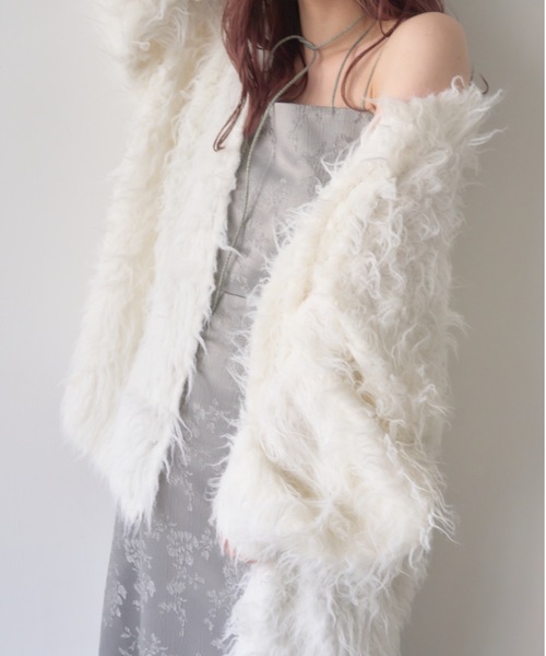 mellowneon（メロウネオン）の「2wayシャギーニットカーディガン（カーディガン/ボレロ・レディース・チャコールグレー/ベビーピンク/ベージュ/ホワイト・FREE）」の9枚目の写真