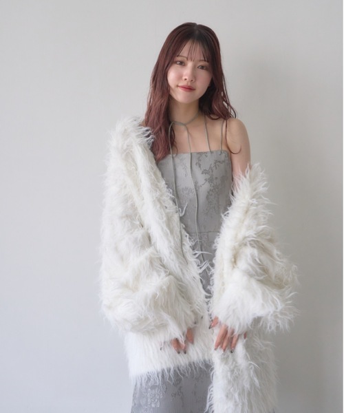 mellowneon（メロウネオン）の「2wayシャギーニットカーディガン（カーディガン/ボレロ・レディース・チャコールグレー/ベビーピンク/ベージュ/ホワイト・FREE）」の10枚目の写真