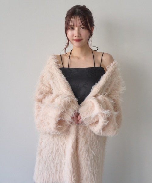 mellowneon シャギーカーディガン ピンク mellowneon シャギーカーディガン ピンク シャギーニットロング