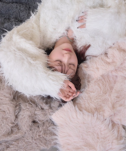 mellowneon（メロウネオン）の「2wayシャギーニットカーディガン（カーディガン/ボレロ・レディース・チャコールグレー/ベビーピンク/ベージュ/ホワイト・FREE）」の15枚目の写真