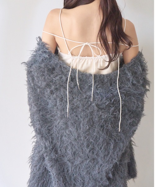 mellowneon（メロウネオン）の「2wayシャギーニットカーディガン（カーディガン/ボレロ・レディース・チャコールグレー/ベビーピンク/ベージュ/ホワイト・FREE）」の20枚目の写真