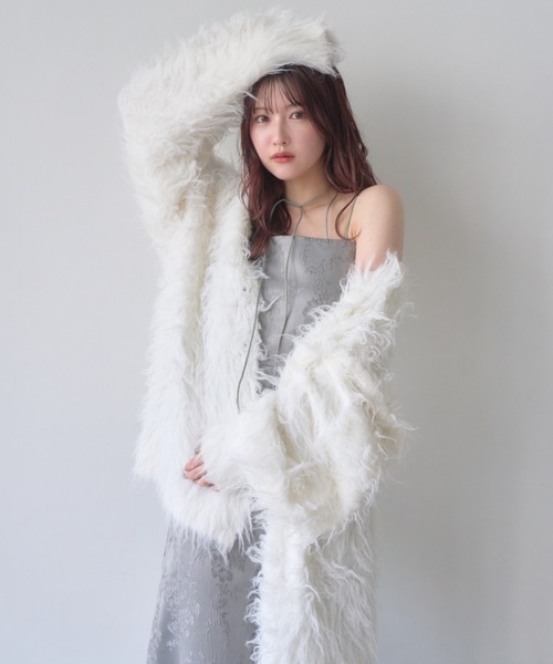 mellowneon（メロウネオン）の「2wayシャギーニットカーディガン（カーディガン/ボレロ・レディース・チャコールグレー/ベビーピンク/ベージュ/ホワイト・FREE）」の21枚目の写真