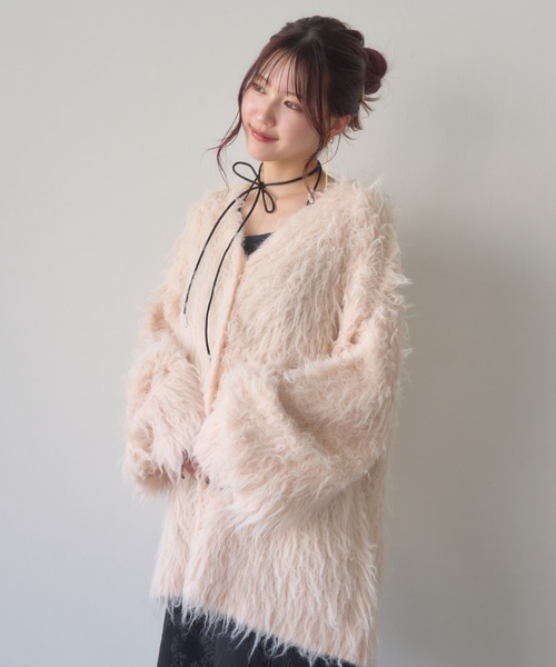 2wayシャギーニットカーディガン（カーディガン/ボレロ）｜mellowneon