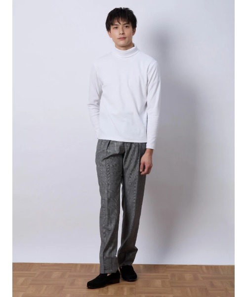 fiction tokyo トップス　グレー セール】TOKYO RUN タートルネック リブカットソー ホワイト/ブラック