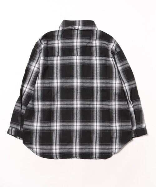 jeans-b（ジーンズベー）の「ジーンズベー ネルチェックワイドシャツ（シャツ/ブラウス・キッズ・カーキ/ブラック・140cm/150cm/160cm/130cm）」の3枚目の写真