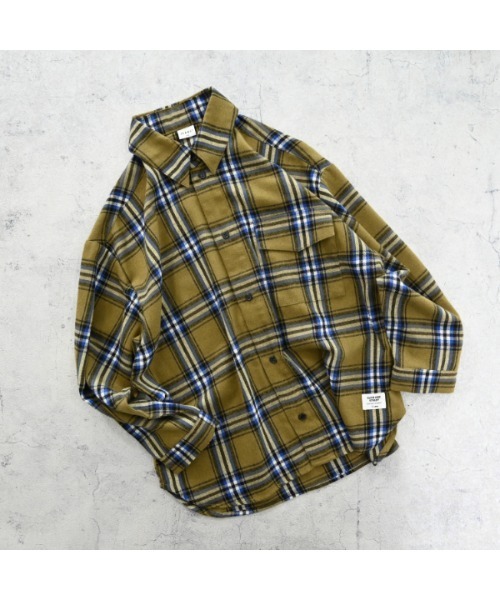 jeans-b（ジーンズベー）の「ジーンズベー ネルチェックワイドシャツ（シャツ/ブラウス・キッズ・カーキ/ブラック・140cm/150cm/160cm/130cm）」の7枚目の写真